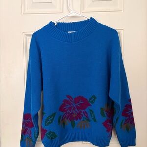 Blue Floral Sweater